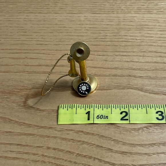 Vintage Dollhouse Miniature Brass Gold Tone Telephone Candlestick Rotary Phone - Picture 6 of 7